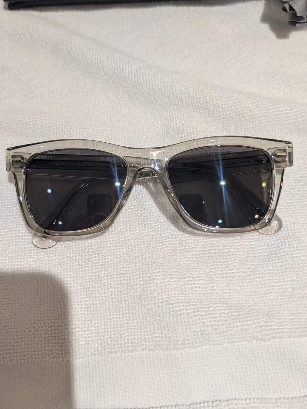 Oliver Peoples Clear/Smoke Transparent Frame Sunglasses with Dark Gray Lenses